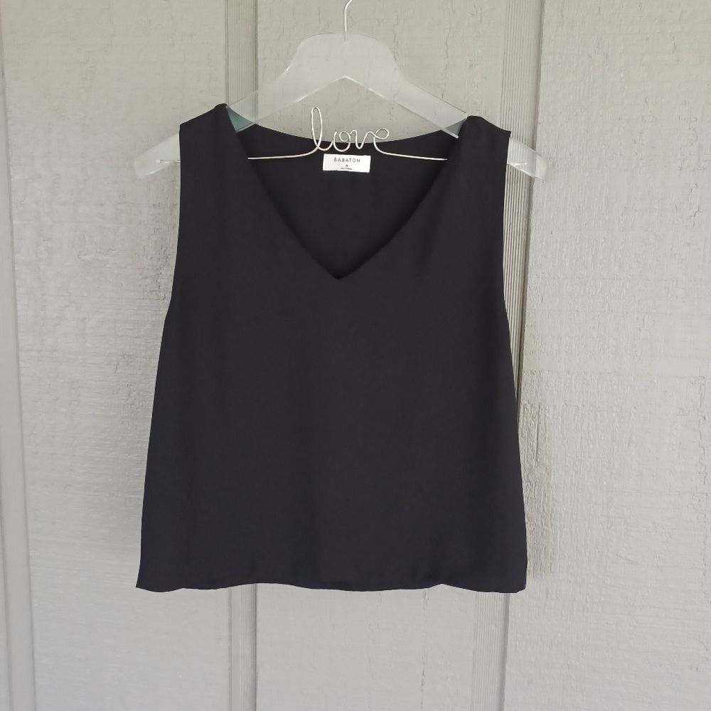 Aritzia Babaton Murphy Blouse Sleeveless V Neck Color Black Size M